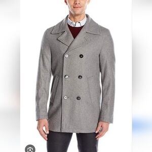 Men's Gray Double-Breasted Peacoat